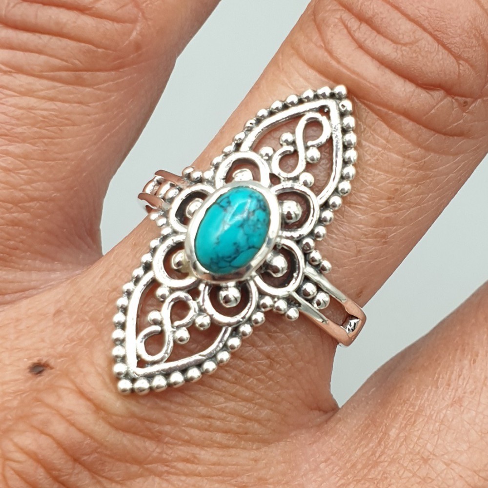 925 Sterling Silver ring with oval turquoise