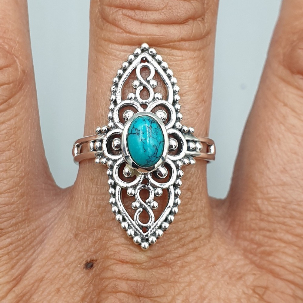 925 Sterling Silver ring with oval turquoise