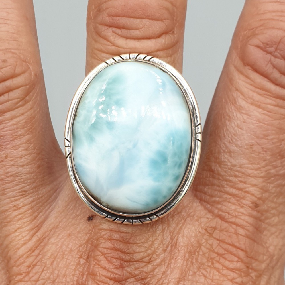 925 Sterling Silber Ring Larimar einstellbar