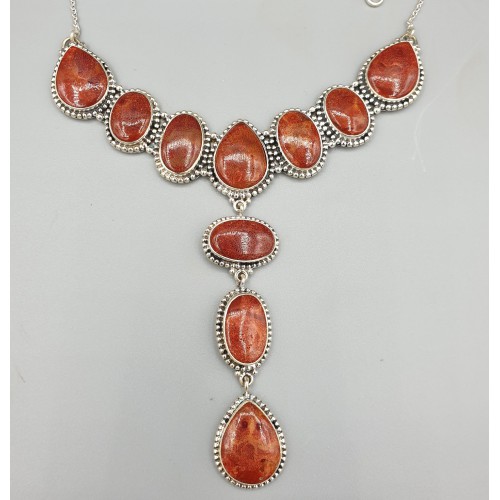 925 Sterling silver necklace with coral