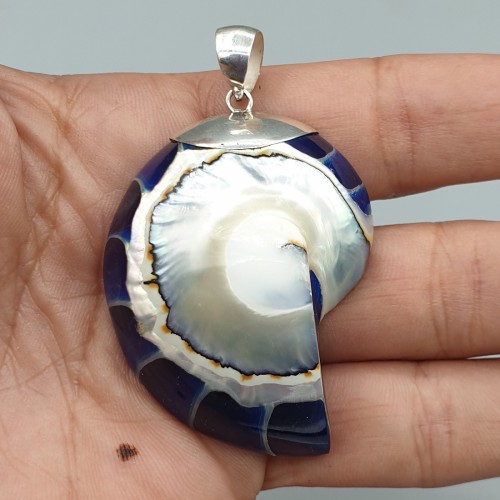 925 Sterling Silber Anhänger Blue Nautilus Shell