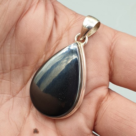 925 Sterling silver pendant drop -shaped hematite