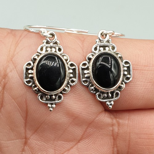 925 Sterling Silberohrringe schwarzer Onyx