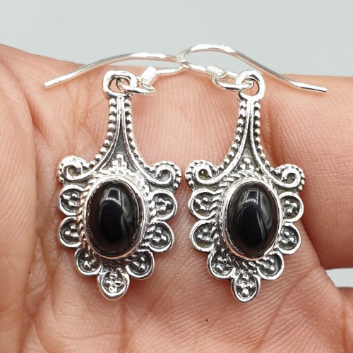 925 Sterling Silberohrringe Oval Black Onyx