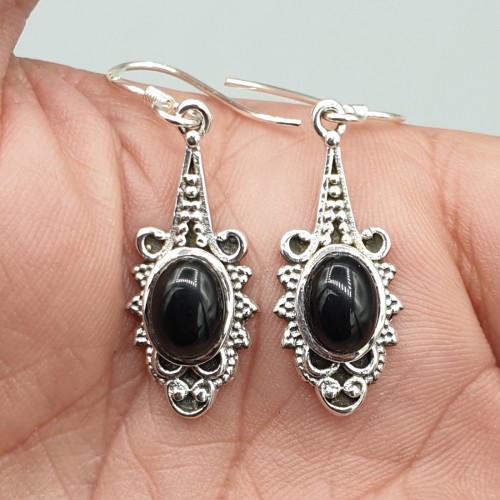 Silver earrings Black Onyx