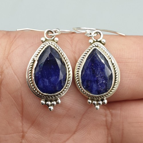 925 Sterling silver earrings sapphire