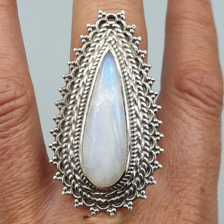 925 Sterling Silver Ring Moonstone adjustable