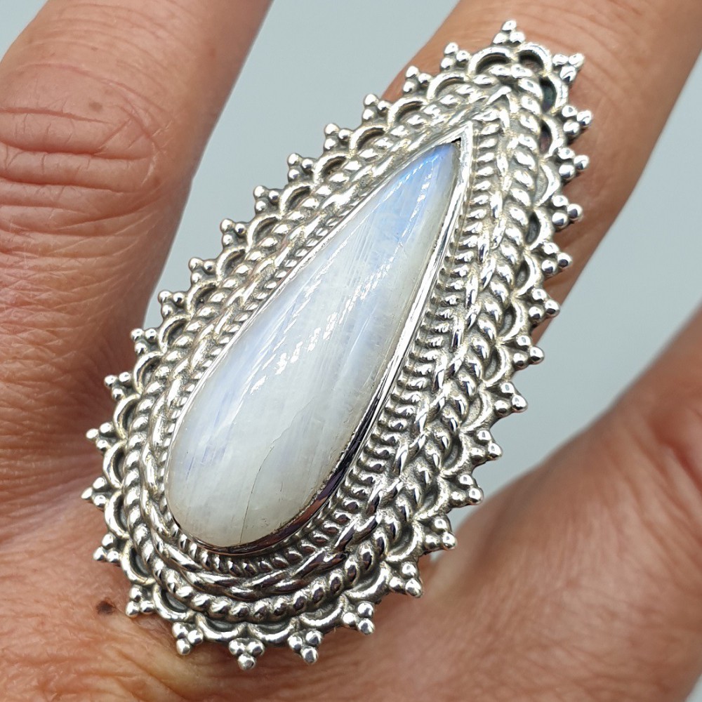 925 Sterling Silver Ring Moonstone adjustable