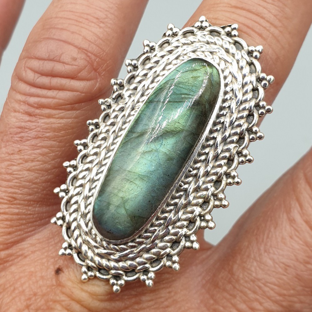 925 Sterling Silver ring Labradorite adjustable