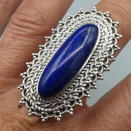 925 Sterling Silver ring Lapis Lazuli adjustable