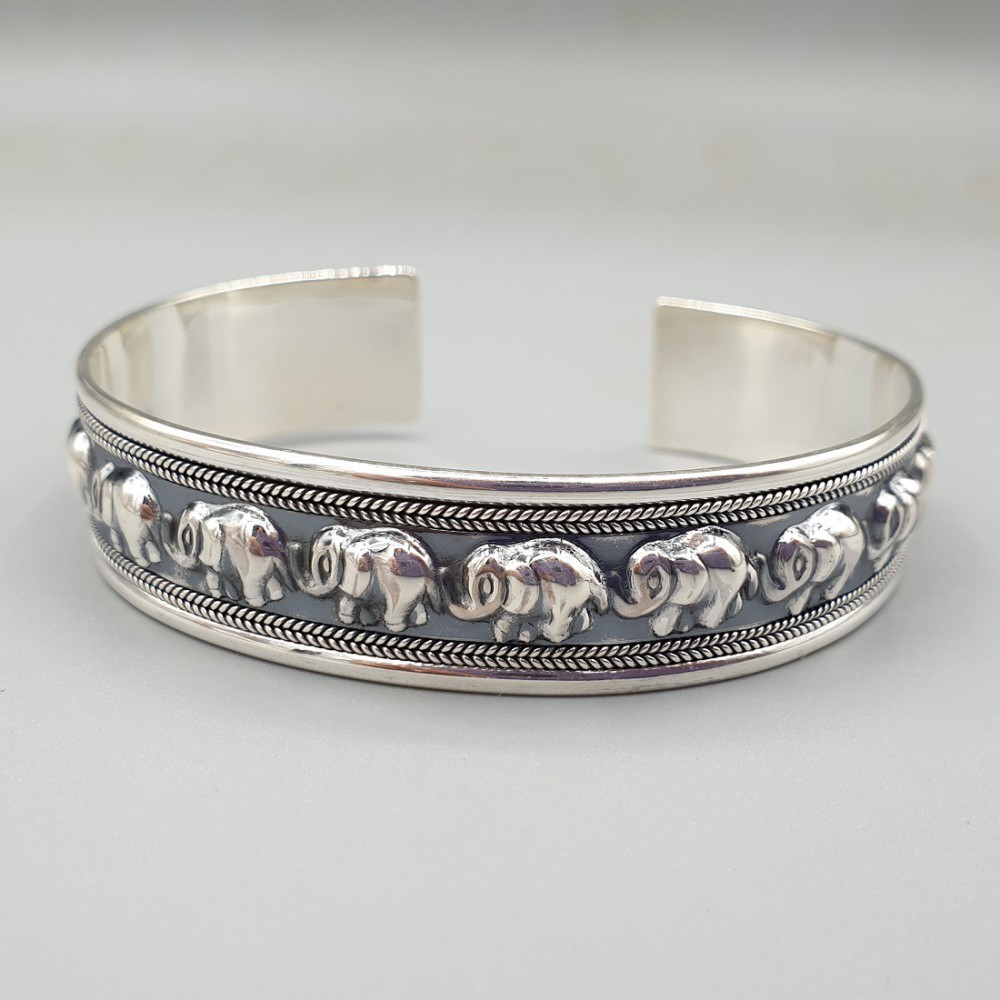 925 Sterling Zilveren Bangle / Bracelet Elephant