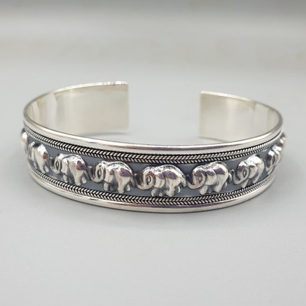 925 Sterling Zilveren Armreifen / Armband -Elefant