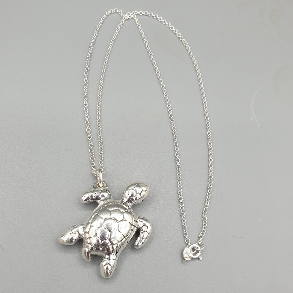 925 Sterling Silber Halskette mit Schildkrötenanhänger