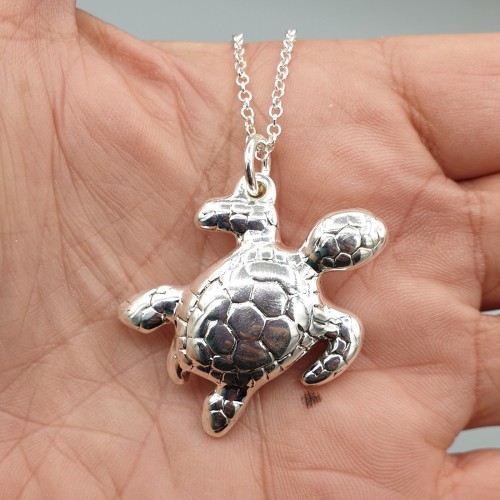 925 Sterling Silber Halskette mit Schildkrötenanhänger