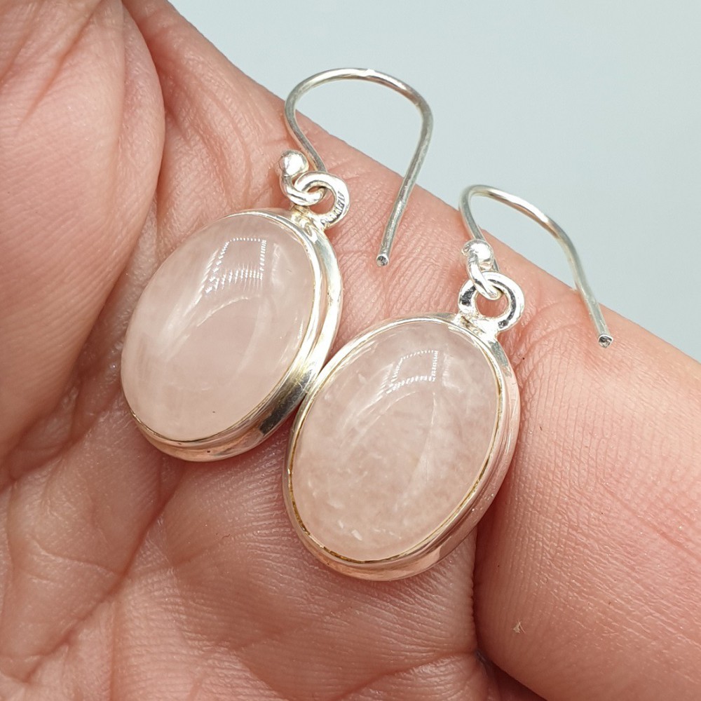 925 Sterling silver earrings rose quartz