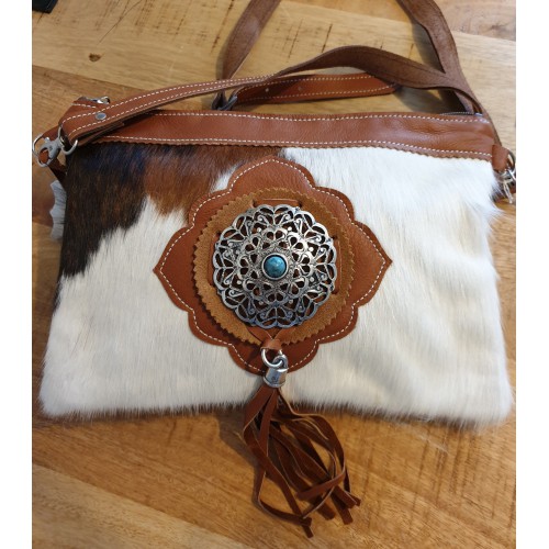 Cowhide Ladies' bag toilet bag Cognac