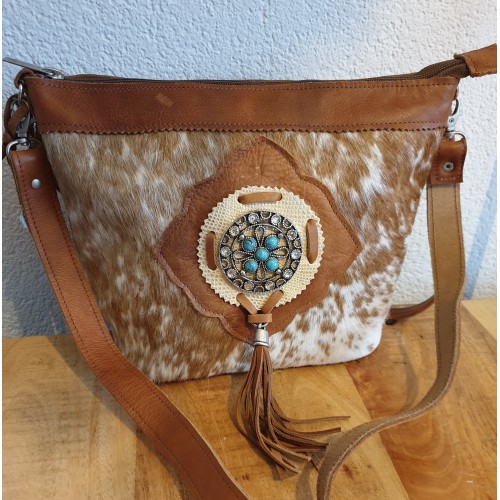 Cowhide ladies' bag Cognac