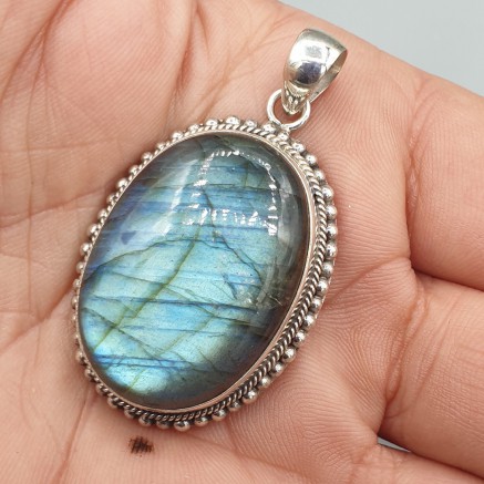 925 Sterling Silver Pendant Ovale Cabochon Labradorite