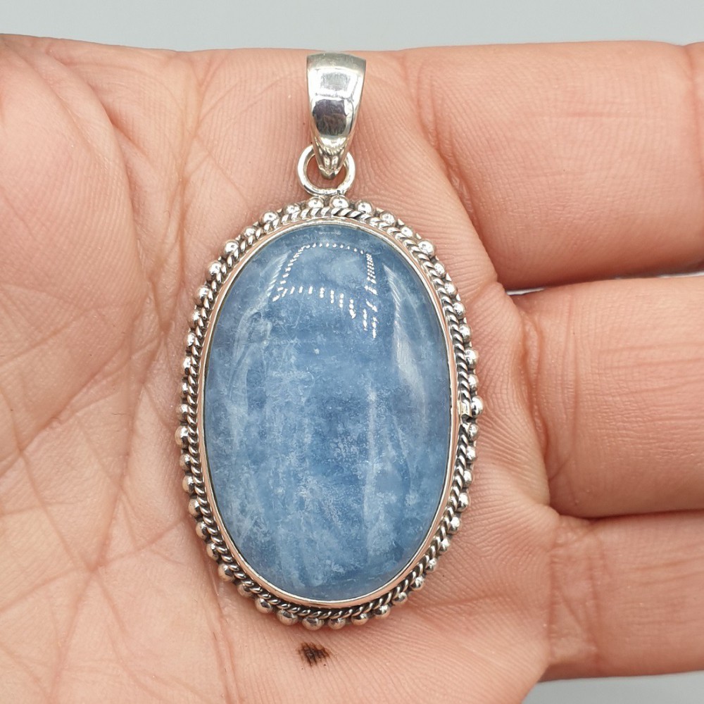 925 Sterling silver pendant ovale aquamarine