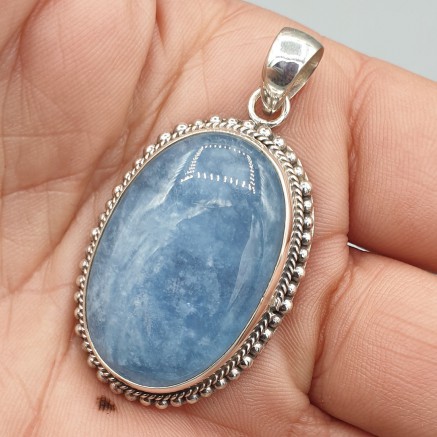 925 Sterling silver pendant ovale aquamarine