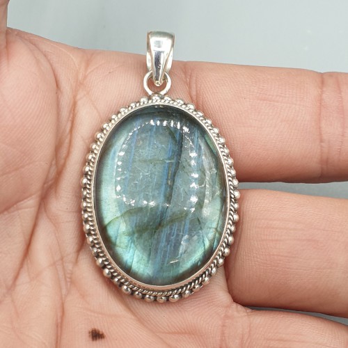 925 Sterling Silver Pendant Cabochon Labradorite