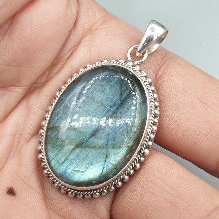 925 Sterling Silver Pendant Cabochon Labradorite