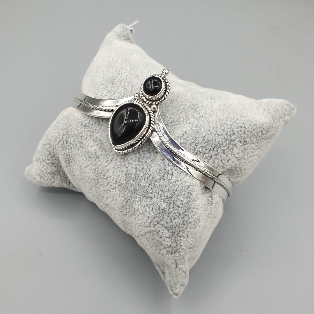 925 Sterling Silber Bangle Black Onyx