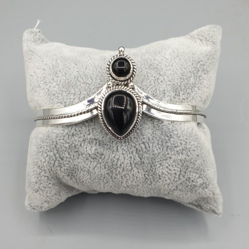 925 Sterling Silber Bangle Black Onyx