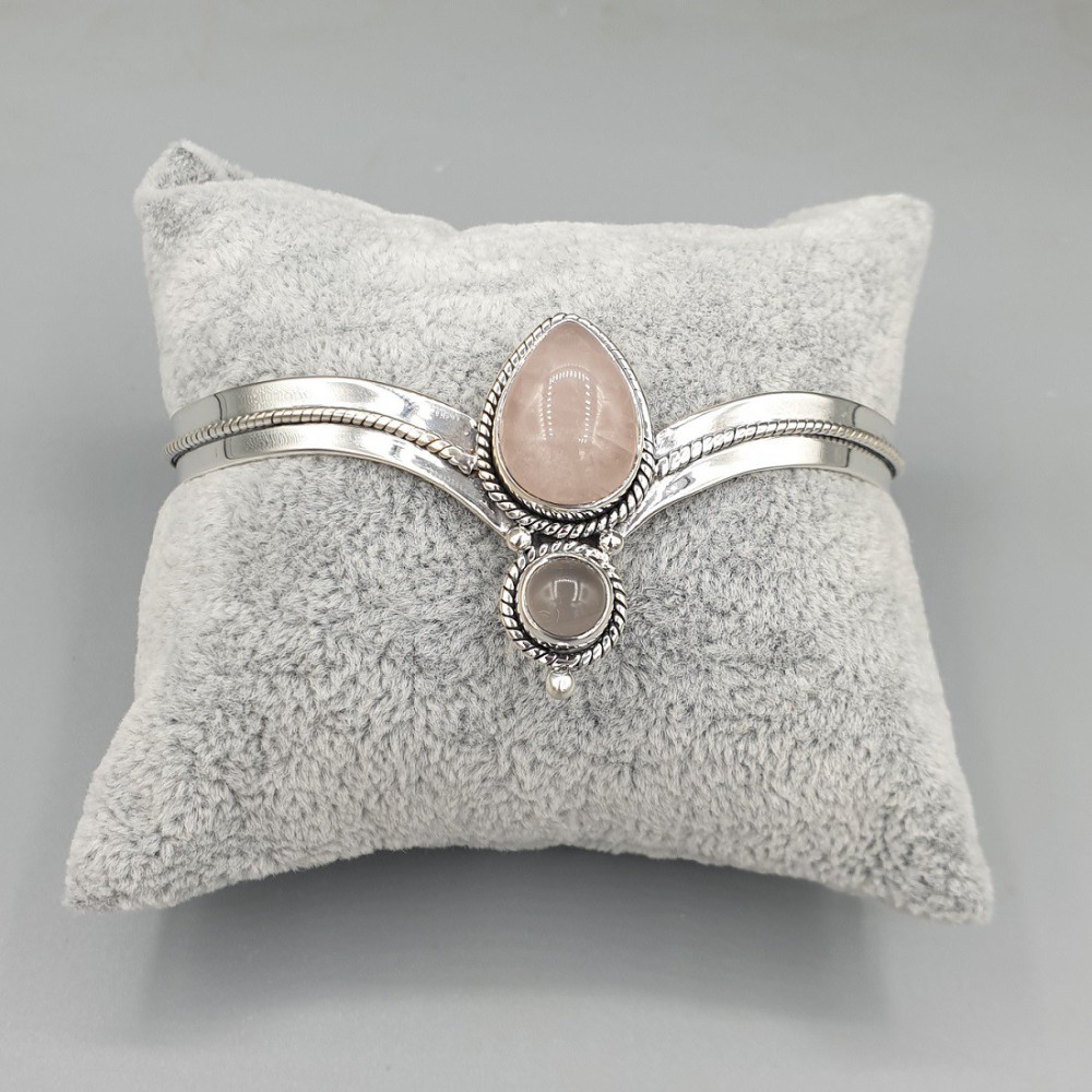 925 Sterling Zilveren Bangle Rose Quartz