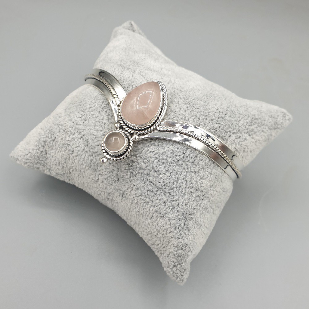 925 Sterling Zilveren Bangle Rose Quartz