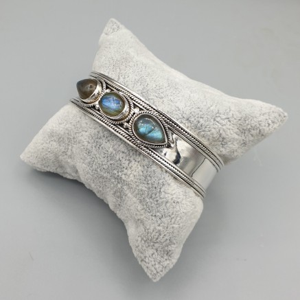 925 Sterling Zilveren Bangle with Labradorite