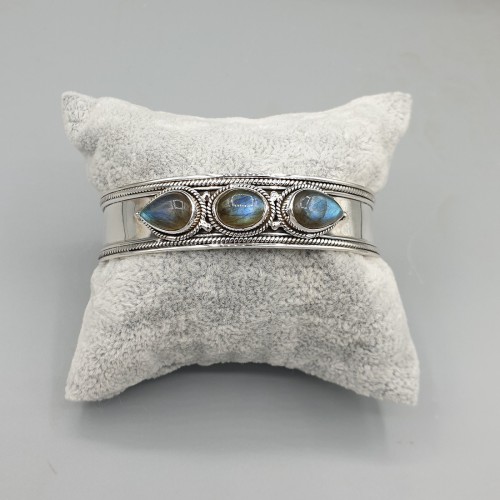 925 Sterling Zilveren Bangle with Labradorite