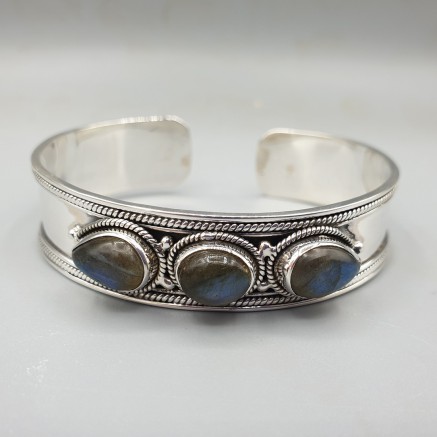 925 Sterling Zilveren Bangle with Labradorite