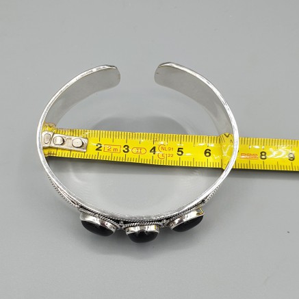 925 Sterling Zilveren Bangle with black Onyx