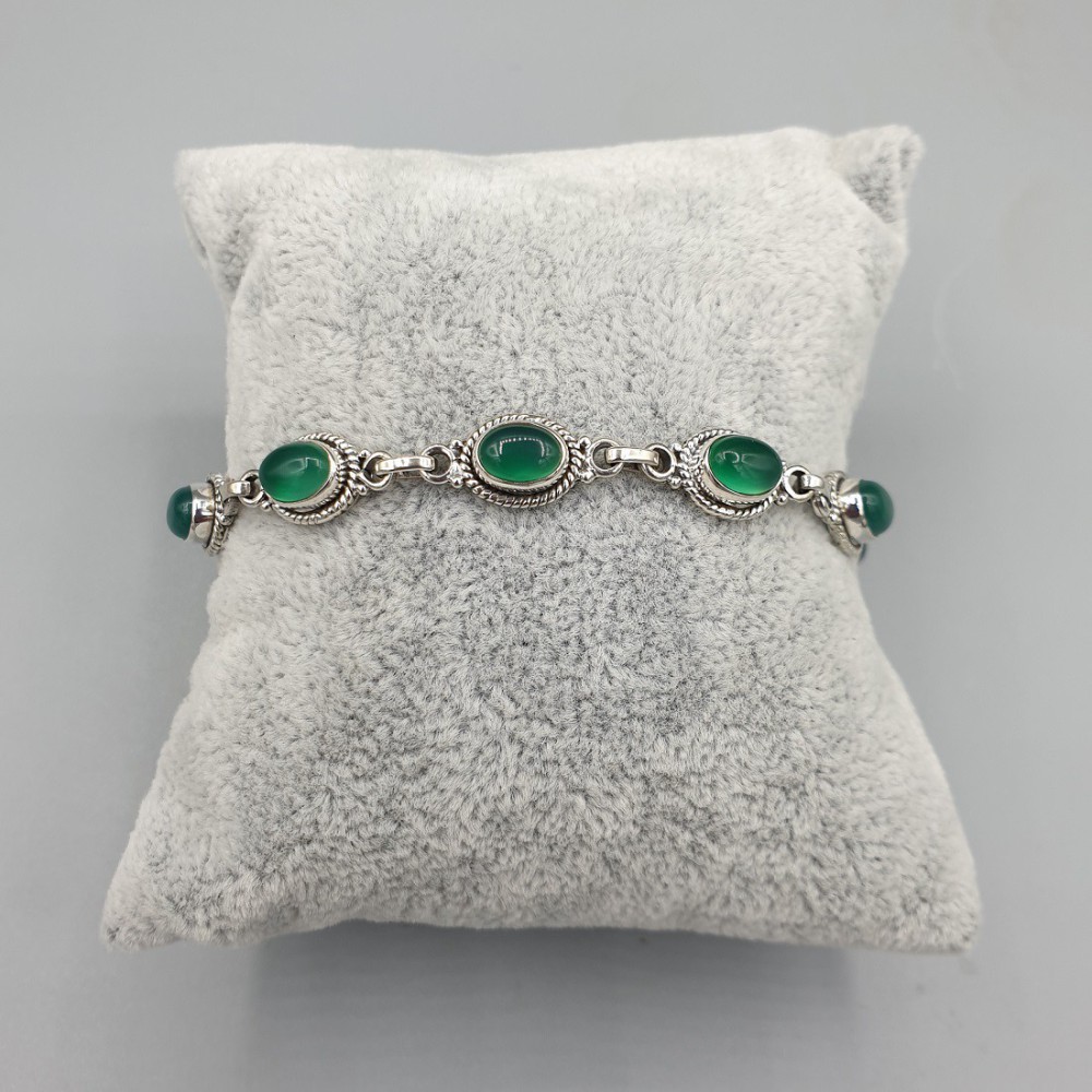 925 Sterling silver bracelet with green Onyx