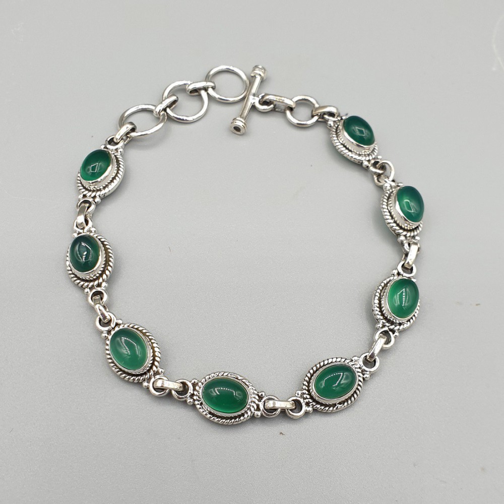 925 Sterling silver bracelet with green Onyx