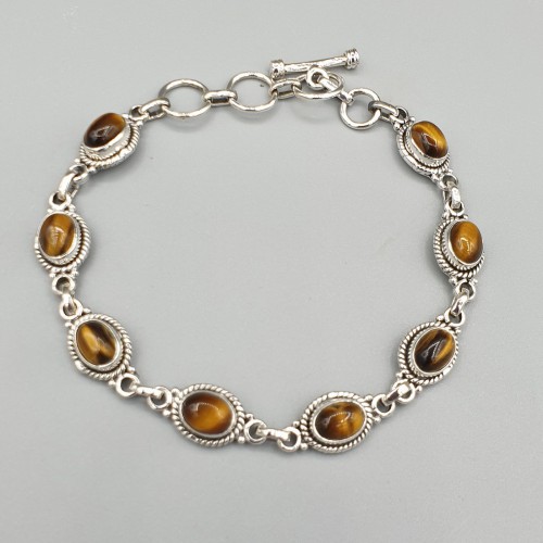 925 Sterling silver bracelet with tiger eye