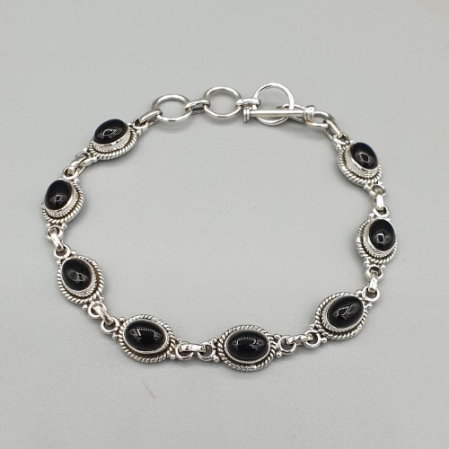 925 Sterlingsilberarmband mit schwarzem Onyx