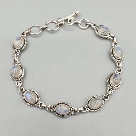 925 Sterling silver bracelet with rainbow moonstone