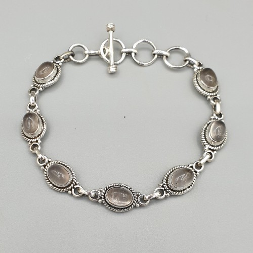 925 Sterlingsilberarmband mit Rosenquarz