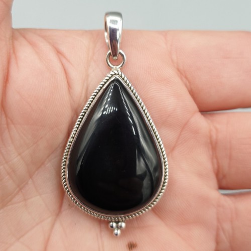 Silberanhänger Drop -Shaped Black Onyx Medium