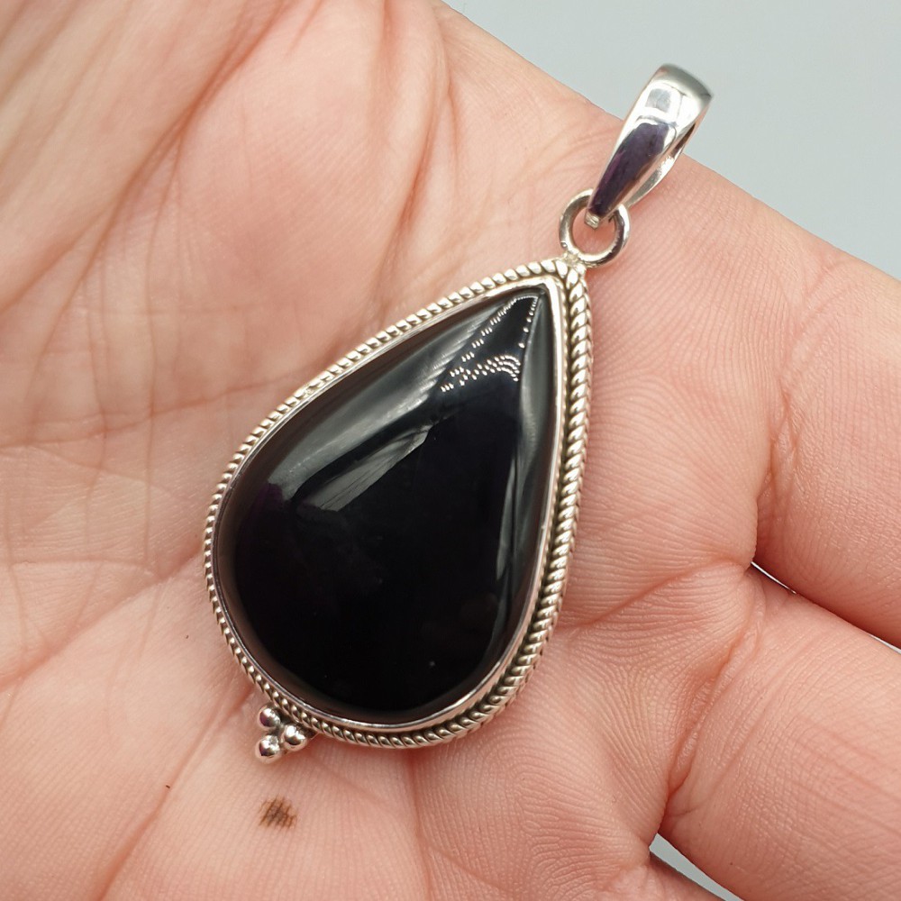 Silberanhänger Drop -Shaped Black Onyx Medium