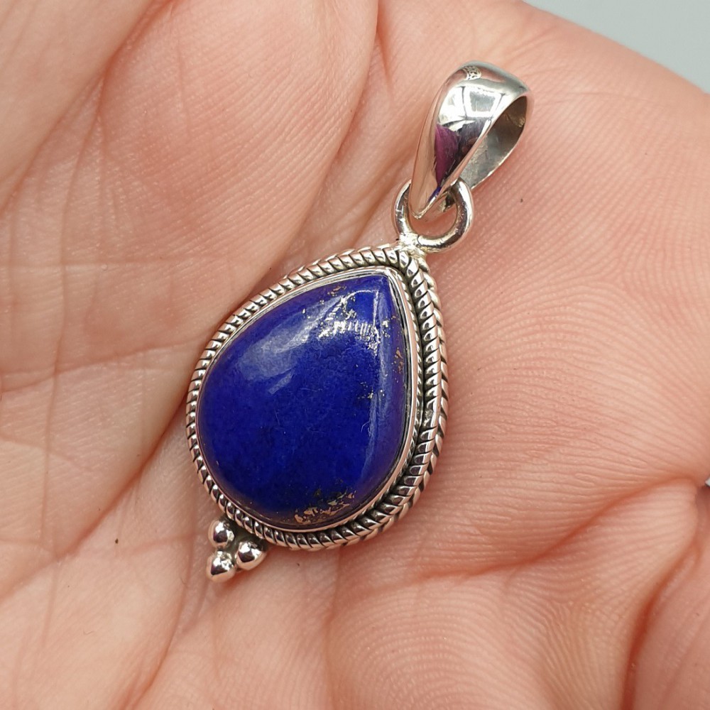 Silver pendant drop -shaped Lapis Lazuli Small