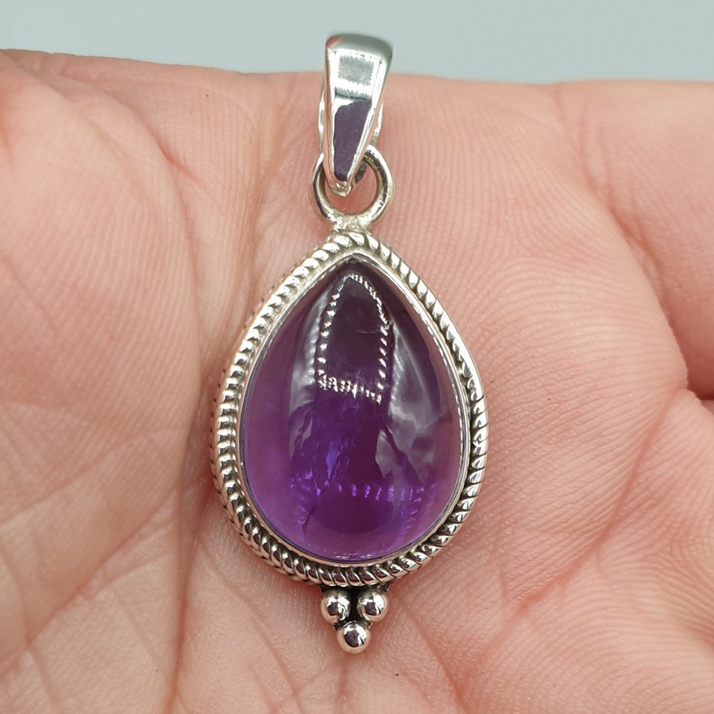 Silver pendant drop -shaped amethyst Small