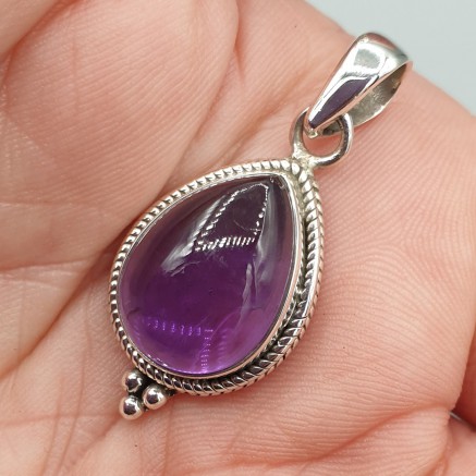 Silver pendant drop -shaped amethyst Small