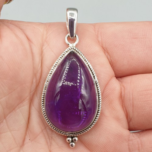 Silver pendant drop -shaped amethyst medium