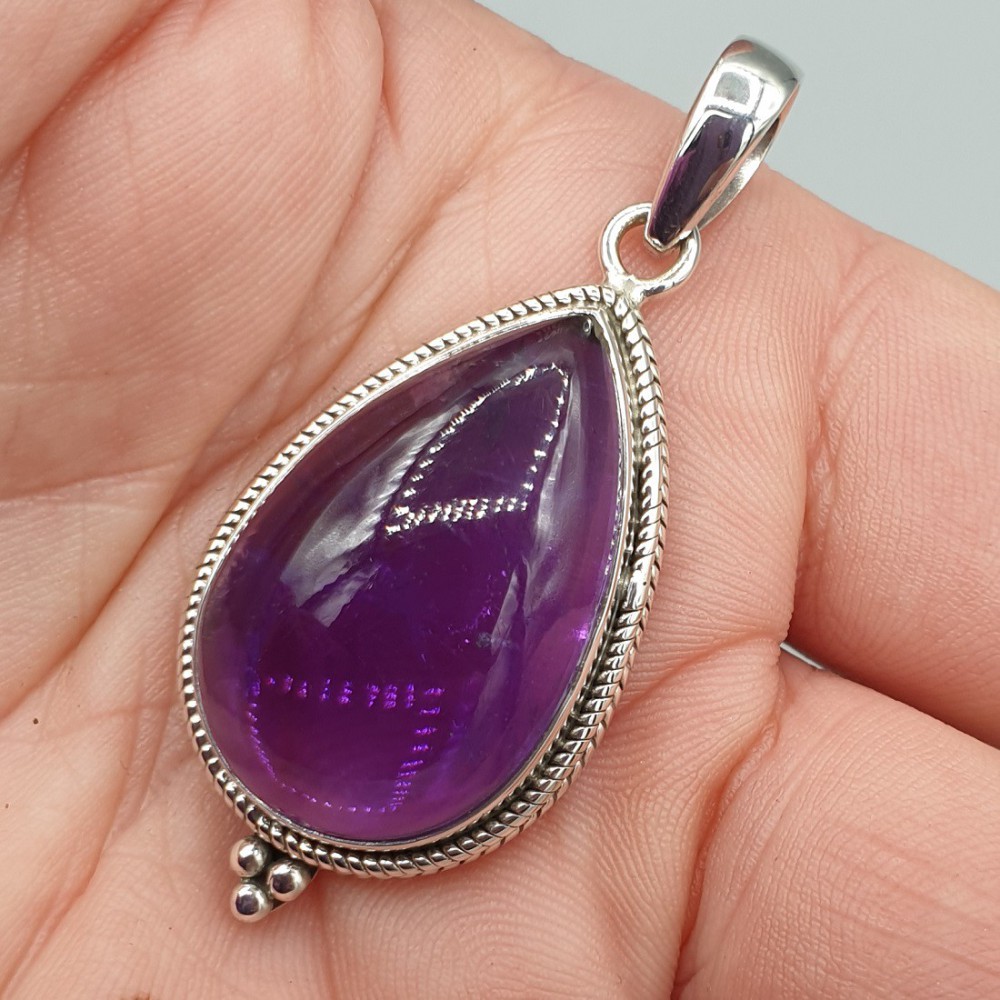 Silberanhänger Drop -Shaped Amethyst Medium