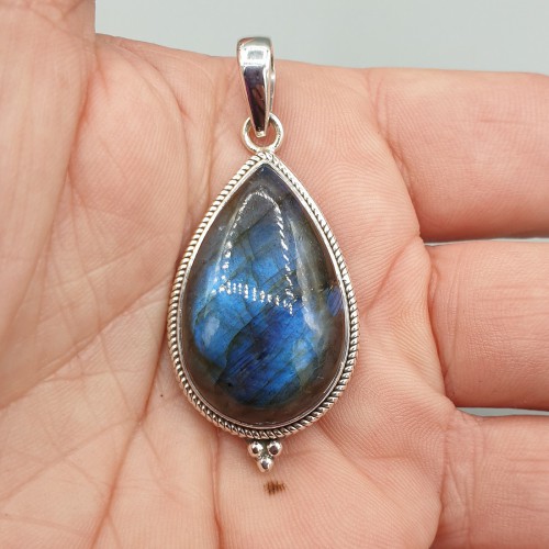 Silberanhänger Drop -Shaped Labradorite Medium