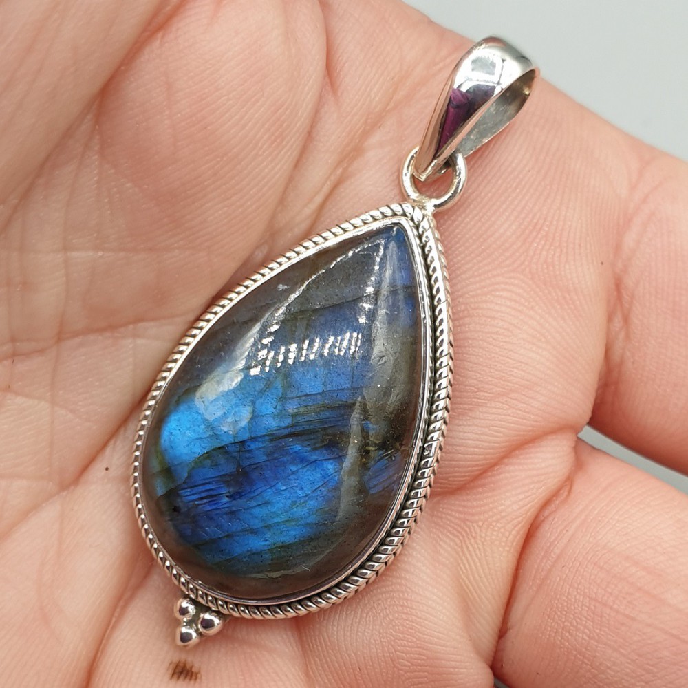 Silberanhänger Drop -Shaped Labradorite Medium