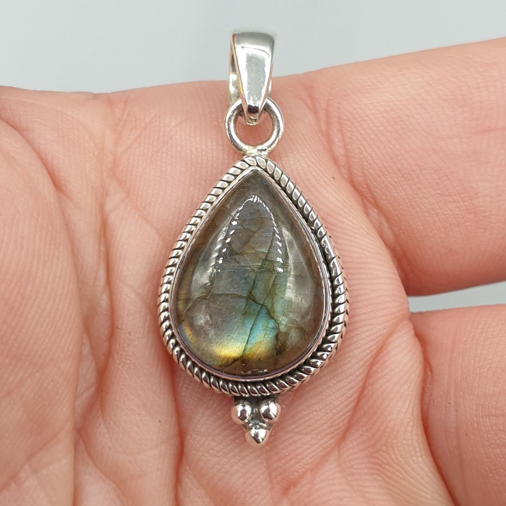 Silberanhänger Drop -Shaped Labradorite klein